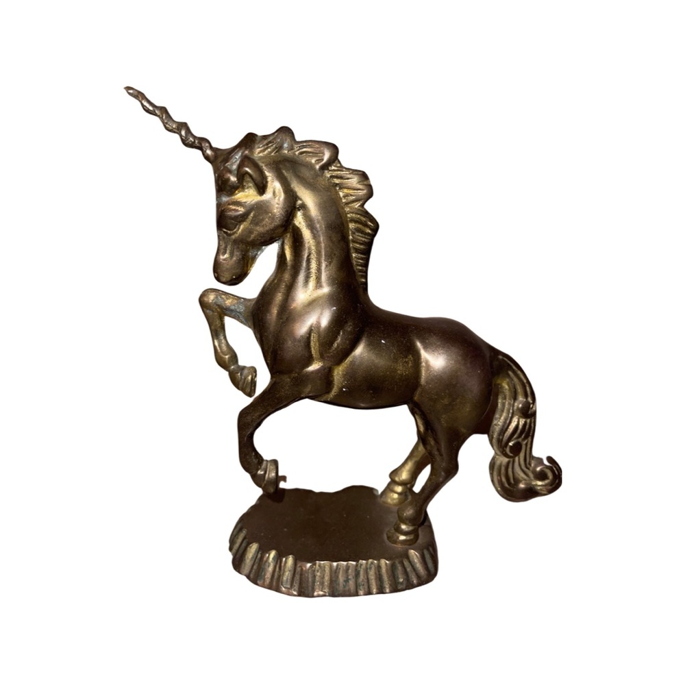 Vintage Solid Brass Unicorn: MCM Decor : Retro Sculpture